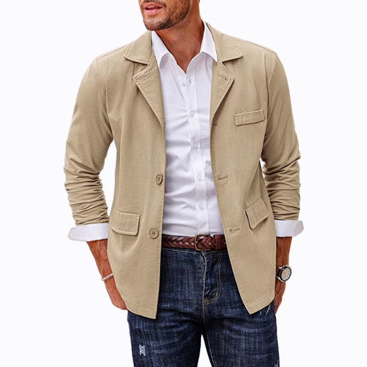 Men's Linen Cotton Casual Suits Blazer Jackets Lightweight Sports Coats