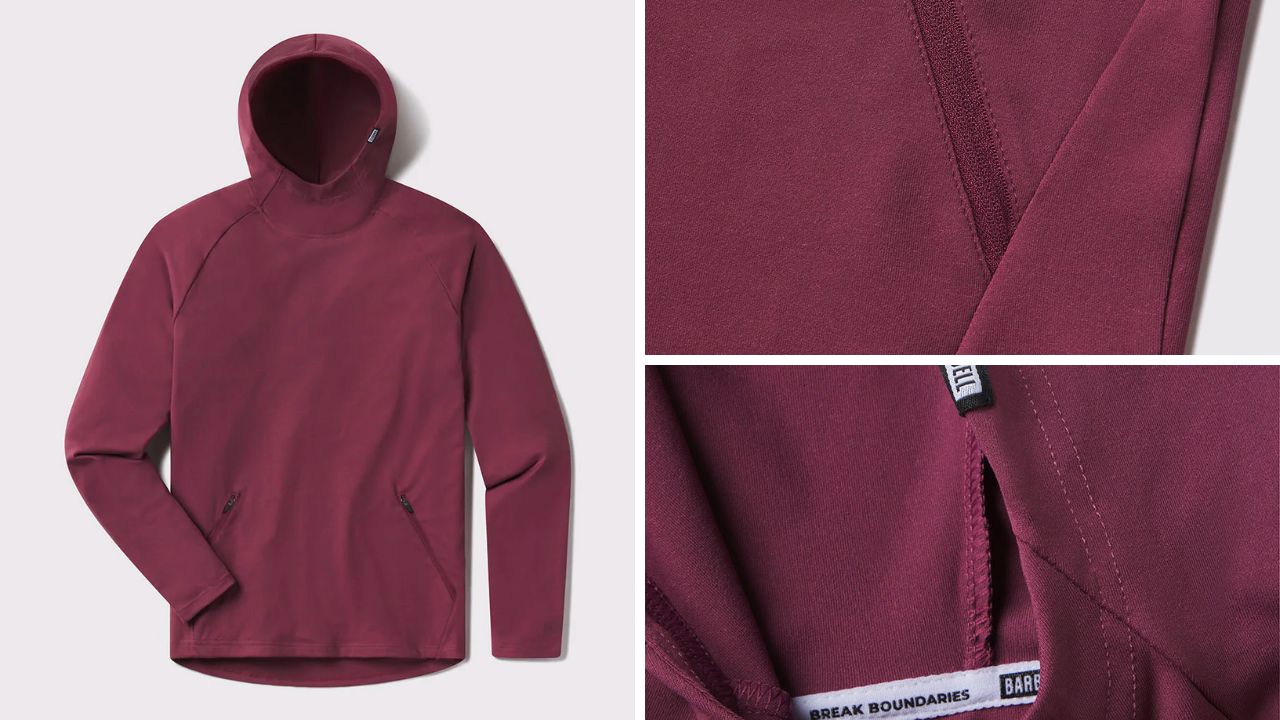 The Barbell Apparel Stealth Hoodie is made from soft FlexTek fabric and provides a four-way stretch for unrestricted movement during workouts.
